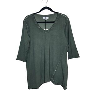 NEON BUDDHA Jungle Tunic Top Leaf Green Stud Detail Oversized Lagenlook Size XS